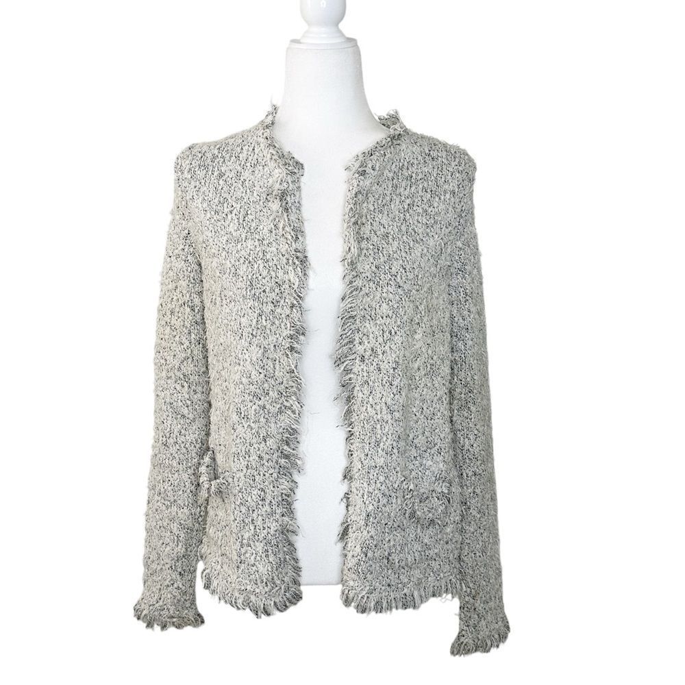 Anthropologie Snowfall Tweed Fringe Jacket Ett:Twa Open Front Extra Small
